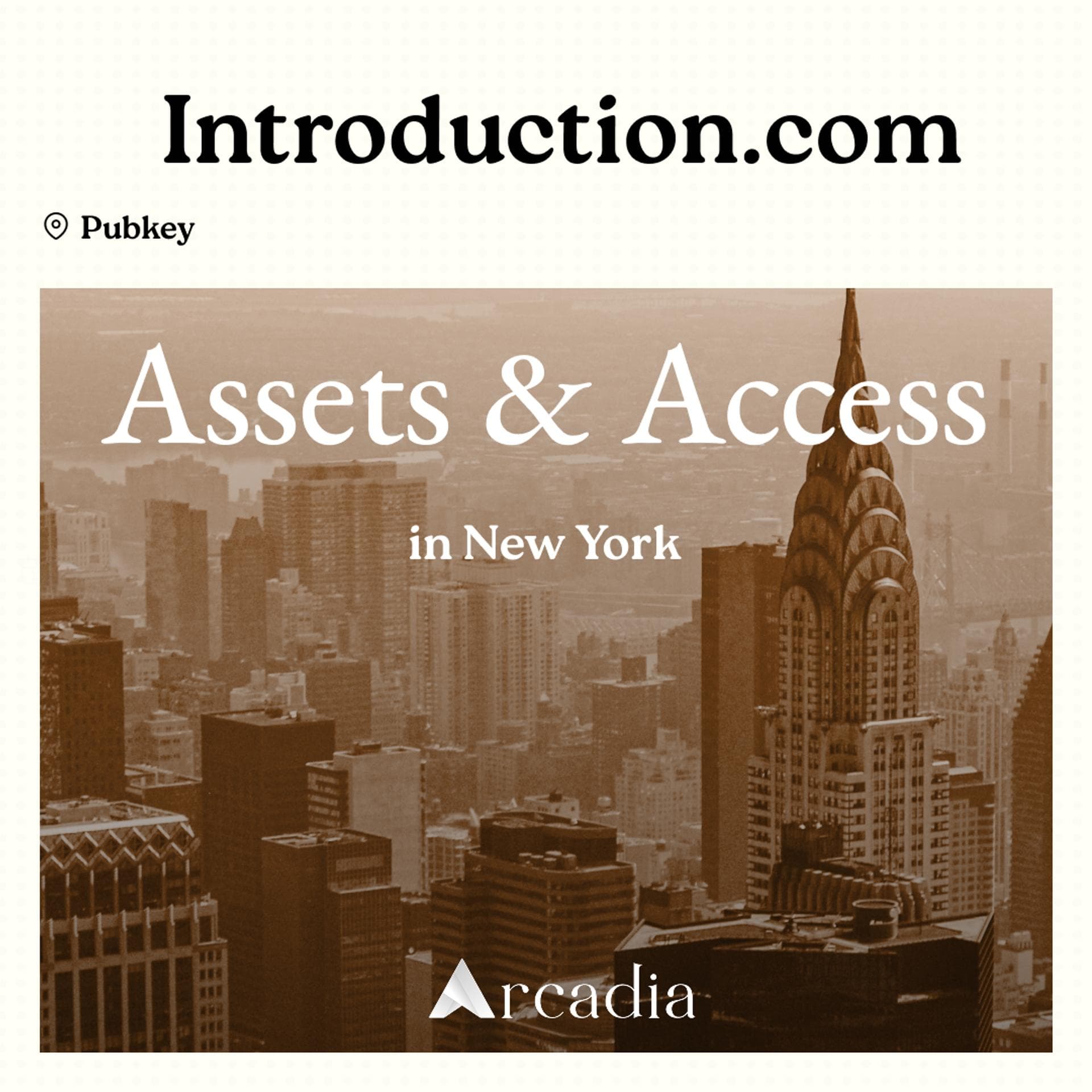 Assets & Access NYC @ Pubkey