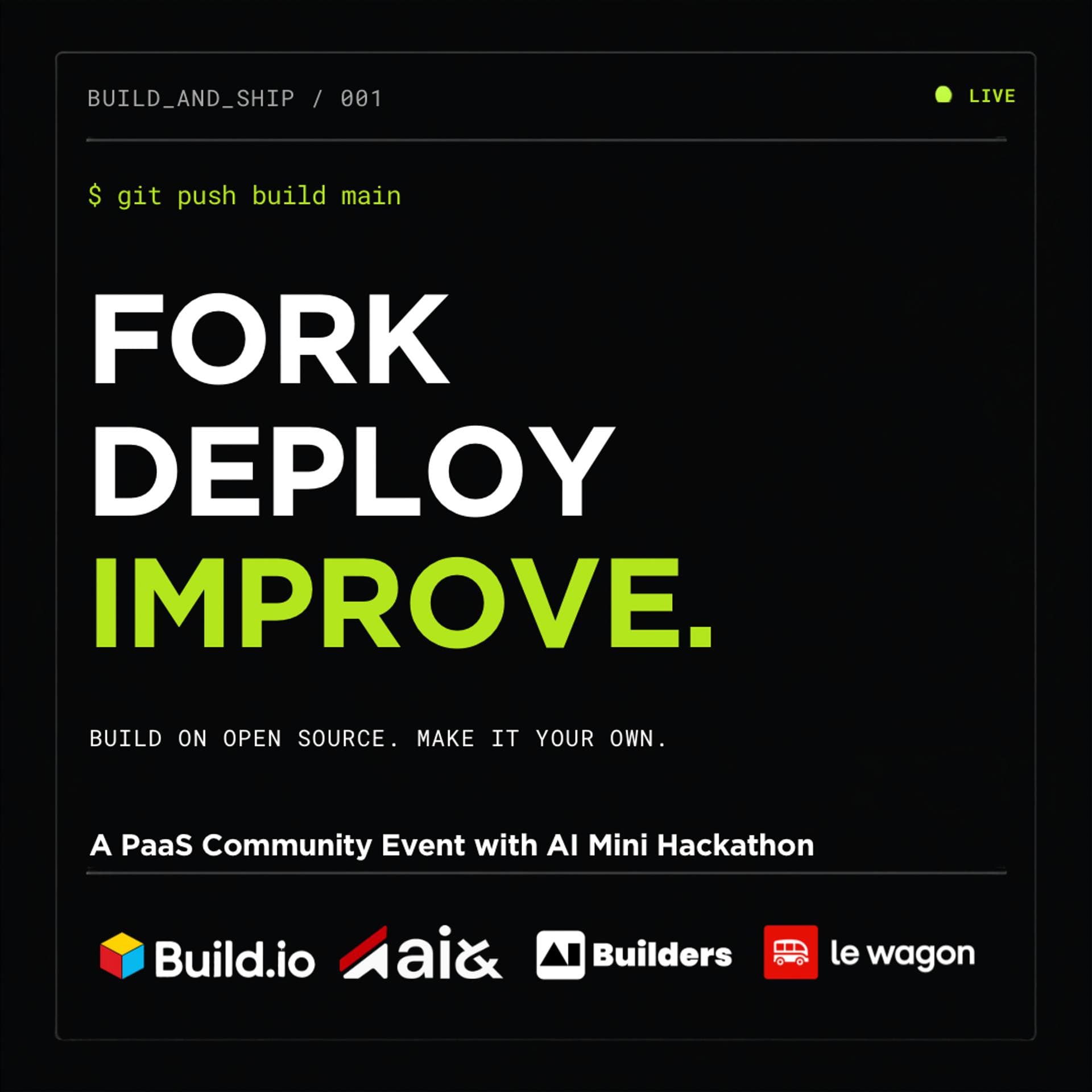 Build and Ship: A PaaS Community Event