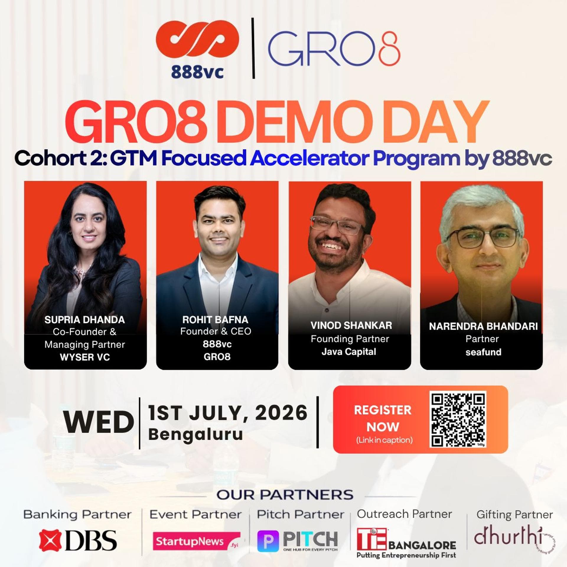 GRO8 Accelerator | Cohort 2 - Demo Day by 888vc |1st July,2026| Bengaluru