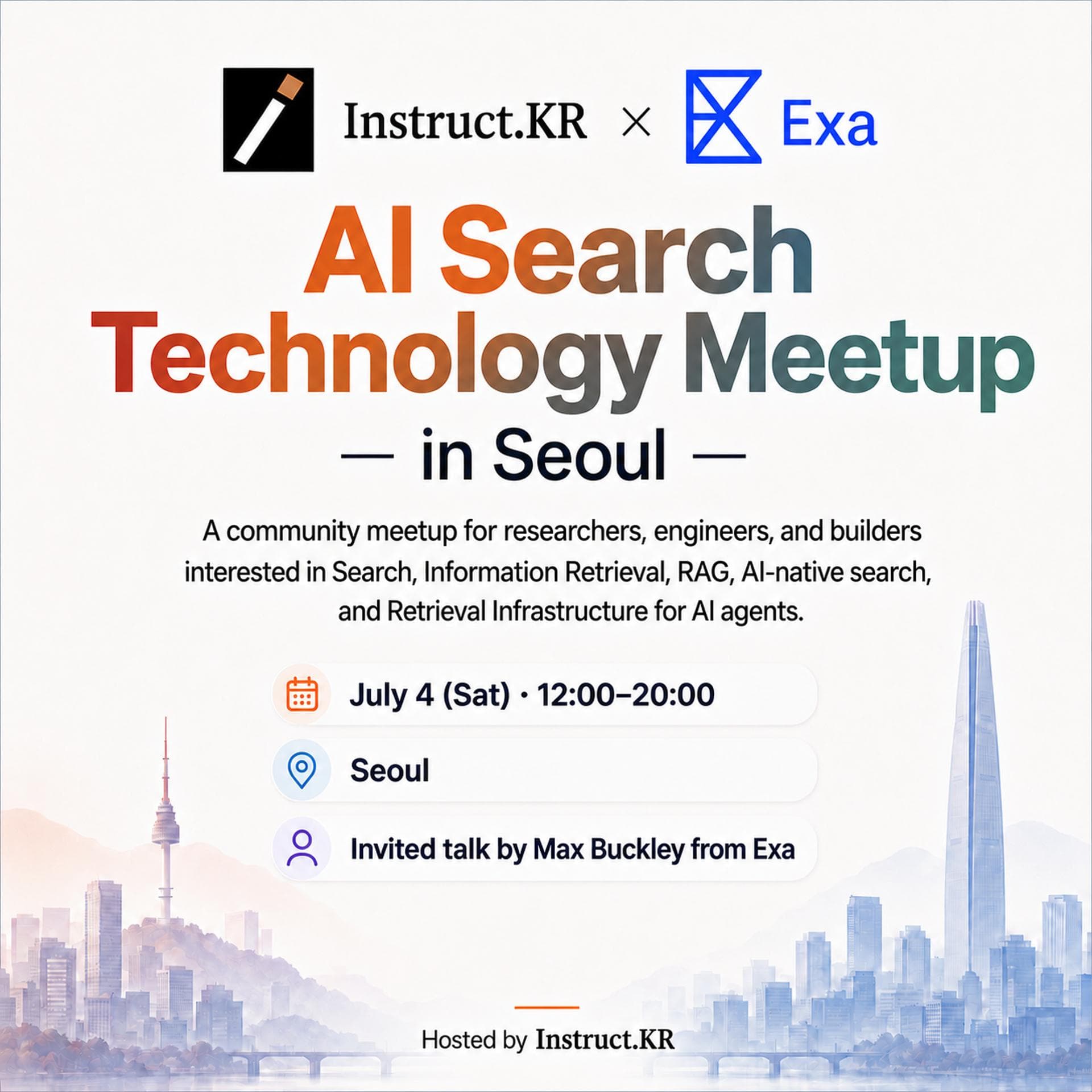 ICML Night - Instruct.KR X Exa AI Search Technology Meetup in Seoul