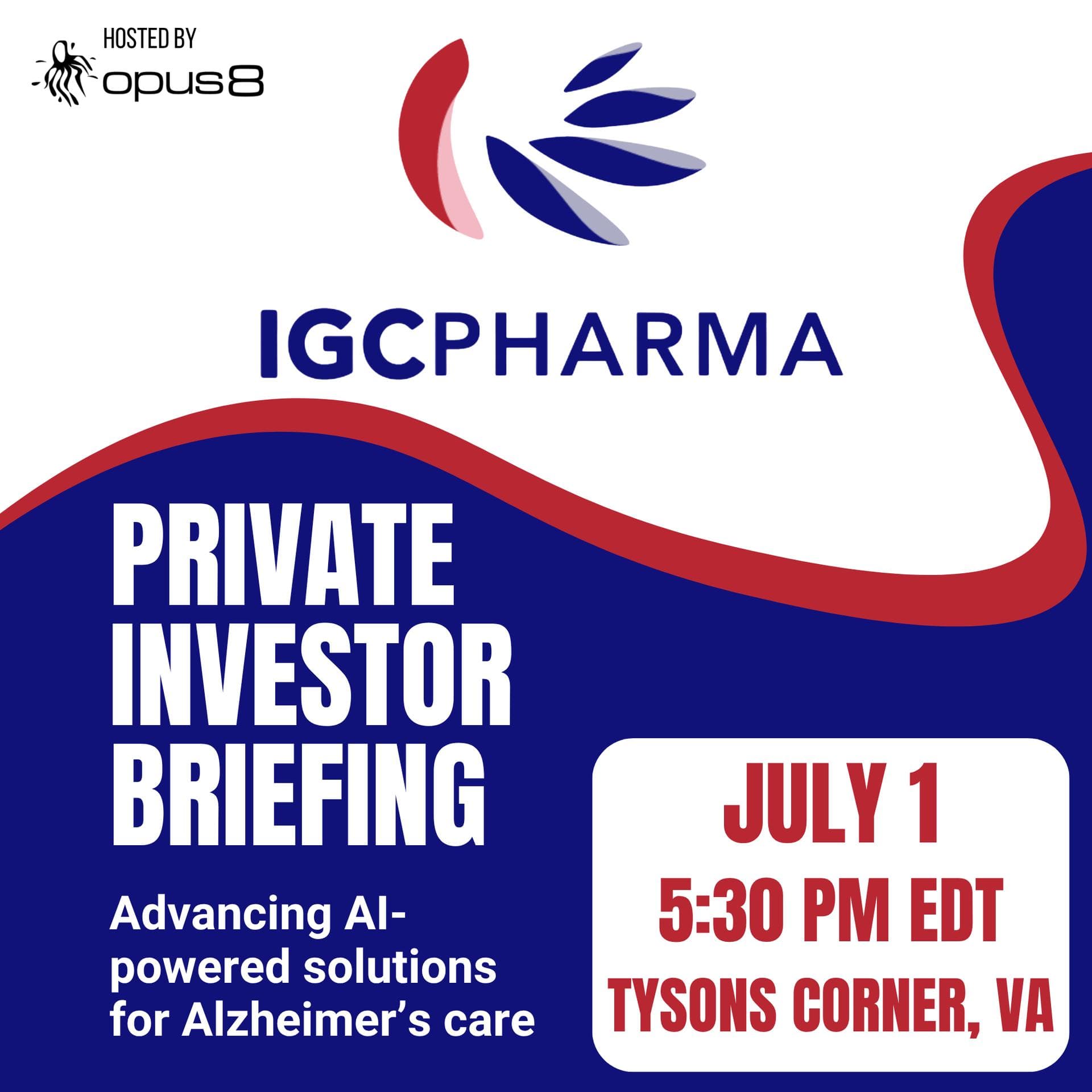 IGC Pharma Private Investor Briefing - Tysons Corner